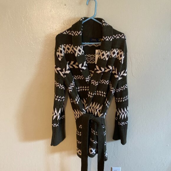 Polo Ralph Lauren Belted Shawl Collar Cardigan – Farm Olive – Size S – NWT - Picture 1 of 9